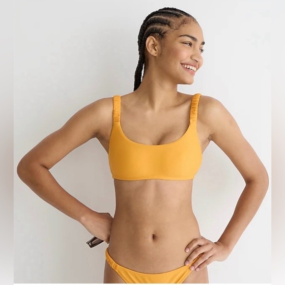 J.Crew Orange Scrunchie-Strap Squareneck Bikini Top with Removable Pads, Size XL - Picture 3 of 15